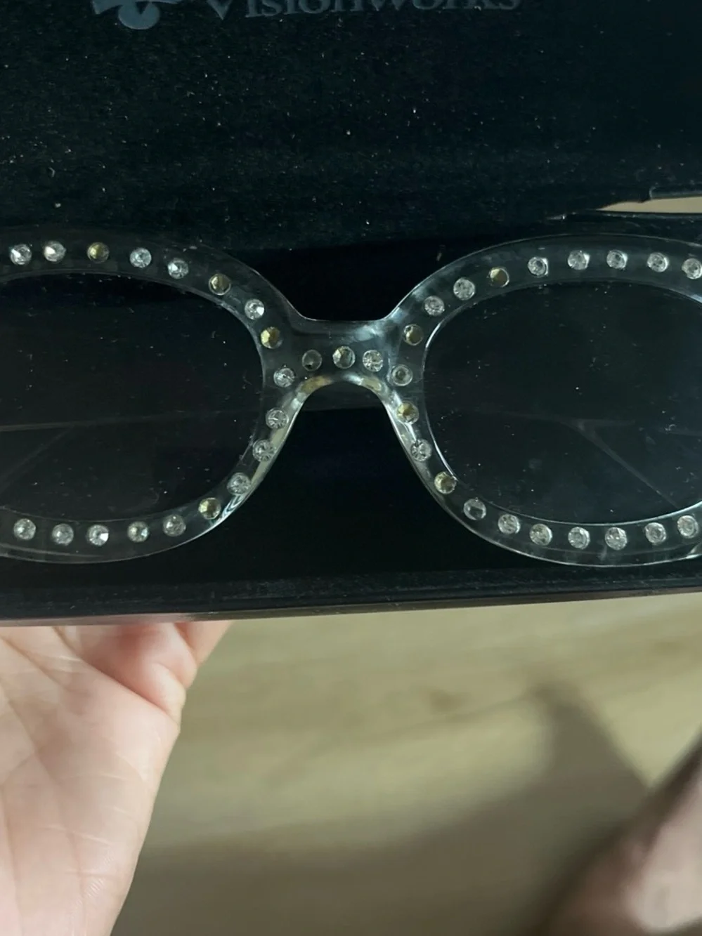 Crystal-Embellished Clear Frame Sunglasses - Women Accessories